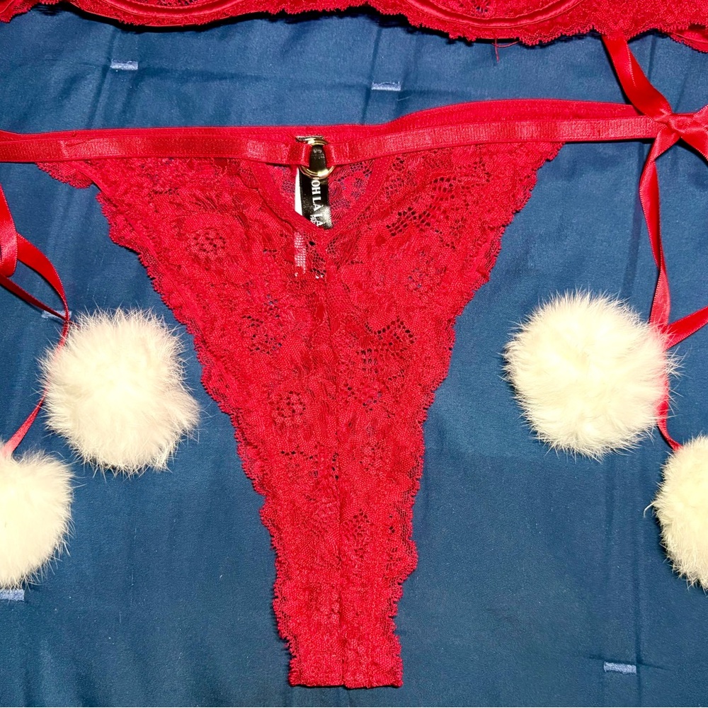 🔥NWT🔥 Oh La La Cheri Santa Pom Holiday Lingerie Set L/XL - Picture 2 of 10
